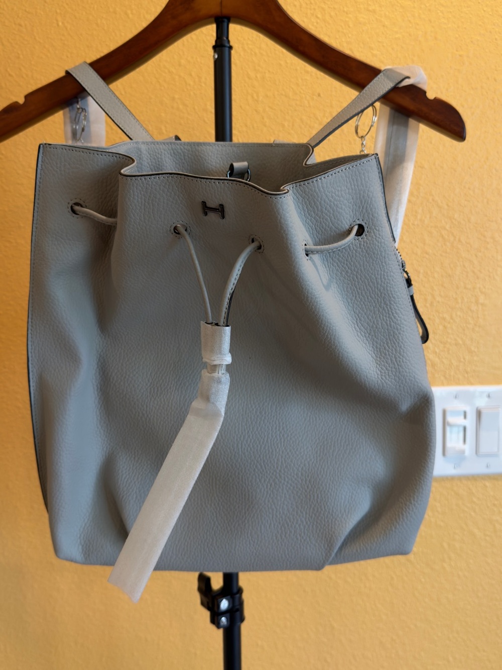 H by Halston NWOT leather backpack with dust bag